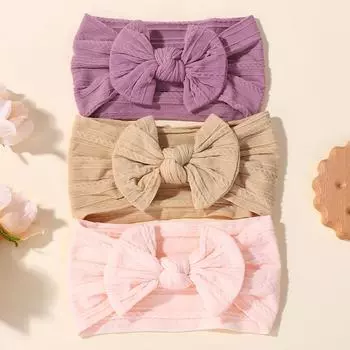 3 шт. Однотонная детская повязка на голову для детей, эластичная нейлоновая повязка для волос, мягкая повязка-тюрбан, детские аксессуары для волос