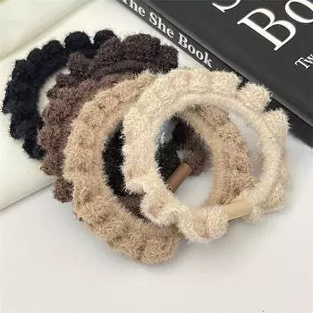 3 шт., осенне-зимняя веревка для волос в стиле Майяра с высоким хвостом, резинка для волос, высокая эластичность, прочная плюшевая резинка для волос чёрный