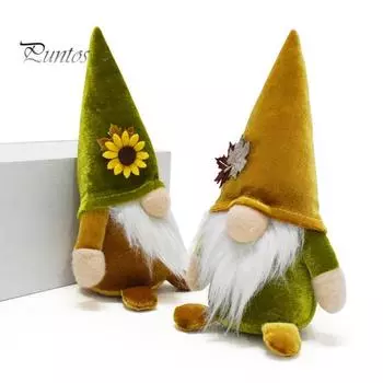 3 шт. Осенняя кукла-гном, плюшевое безликое украшение в виде гнома с подсолнухом и кленовым листом, осеннее украшение для куклы на День благодарения, рождественский декор золотистый