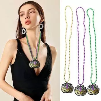 3 шт. ожерелье с подвеской в форме клоуна, яркие цвета, блестящие блестки, бусины, украшение, длинное ожерелье с бусинами, карнавальные вечеринки, украшения на шею F