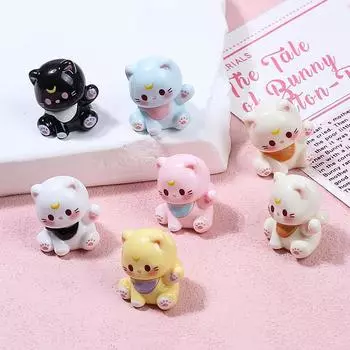 3 шт./пакет милые машущие фигурки кошек украшения для автомобиля миниатюрный счастливый кот украшение для домашнего рабочего стола аксессуары для кукольного домика игрушка подарки синий