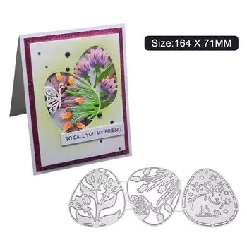 3 шт. пасхальное яйцо кролик рамка металлический серебристый трафарет тиснение резка штампы для скрапбукинга бумага альбом карты изготовление серебряный