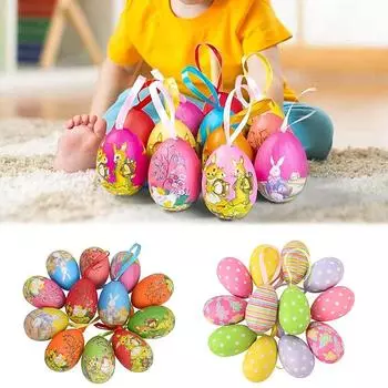 3 шт. пасхальные яйца красочные игрушки подарок своими руками мультфильм кролик цыплята украшения для дома подвесные принадлежности для вечеринок 4*6cm