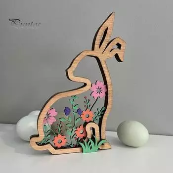 3 шт. пасхальный цветочный кролик настольная табличка фермерский деревенский деревянный полый кролик украшение весеннее пасхальное украшение для домашнего офиса настольное украшение праздничный подарок 3pcs