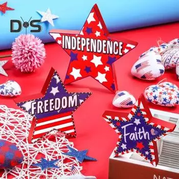 3 шт. патриотическая звезда ко Дню независимости, украшение на 4 июля, деревянная красная, синяя, белая, звезда американского флага, центральное украшение для рабочего стола, праздничное украшение C
