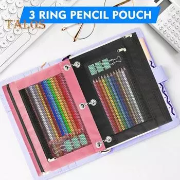 3 шт. пенал с 3 кольцами папка большая емкость пенал прозрачное окно оксфорд ткань сетчатая пенал