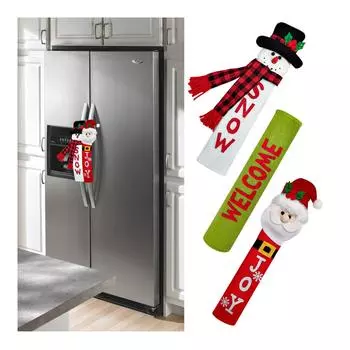 3 шт. перчатки для ручек холодильника, Санта-Клаус чехлы для ручек холодильника украшение холодильника One Size