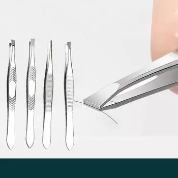 3 шт. пинцета для удаления волос из нержавеющей стали, зажим для ресниц, скошенный/наконечник/плоский, нержавеющая сталь, инструмент для выщипывания бровей и бороды 2