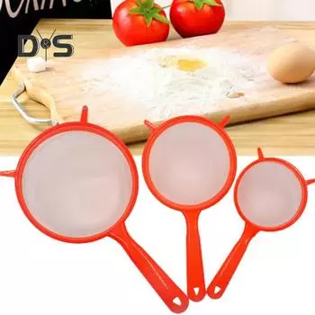 3 шт. пищевое сито с подвесным отверстием, сетчатый фильтр-совок, легкий прочный фильтр-сито для домашней кухни зелёный