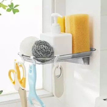 3 шт. Пластиковая полка для хранения крана для раковины без сверления, полка для слива ткани, держатель для губки для ванной комнаты Style-A