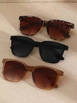 3 шт. Пластиковые модные большие оправы для женщин, солнцезащитные очки для повседневной жизни, мужские очки, аксессуары для отпуска, вечеринок в стиле рейв.