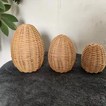 3 шт. плетеные вручную пасхальные яйца из ротанга, праздничные шары, украшения для украшения двора и стола
