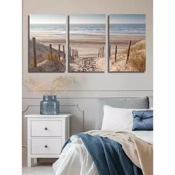 3 шт. Пляж Побережье Песчаная дюна Печать на холсте Морской вид Картина Гостиная Спальня Домашнее украшение Пейзаж Искусство 21*30cm No Frame