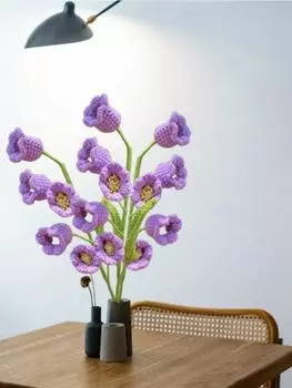 3 шт. Подарки ко Дню святого Валентина, вязаные крючком цветы ручной работы, 5 головок, ландыши, искусственные плетеные цветы со стеблями для дома, свадьбы, вечеринки, офиса 3pcs белый