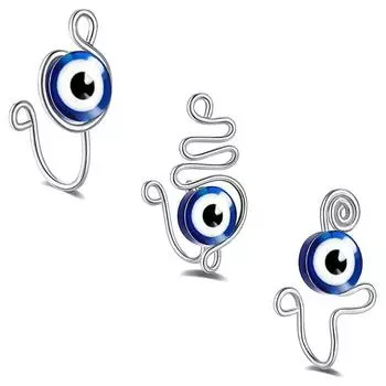 3 шт. поддельные кольца для носа с глазом, металлический сплав, африканский носовой манжет, непирсинг, клипса на носу для Natural + thick