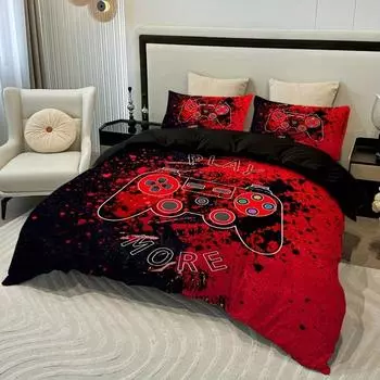 3 шт. Пододеяльник для контроллера игровой консоли, Пододеяльник*1+Наволочки*2, Украшение спальни, Удобная мягкая ткань, Без наполнителя для подушек EUsingle135x200cm