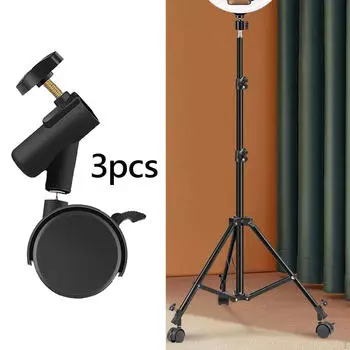 3 шт. Подставка для света на колесах, черная, нейлоновая, для селфи, трансляций, прямых трансляций, студии