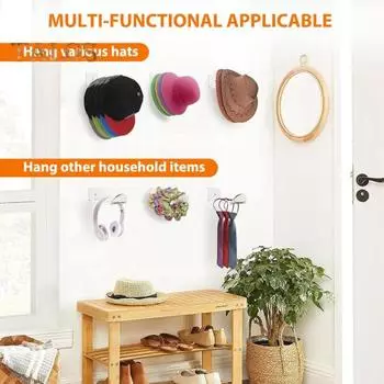 3 шт. подставки для бейсбольных кепок, прозрачная клейкая лента, настенная вешалка для шляп, противоскользящая стойка для шляп, органайзер для хранения дверей шкафа 3pcs