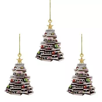 3 шт. Подвеска для книжной полки в форме рождественской елки, украшения в виде книг, рождественская вечеринка 3 PCS