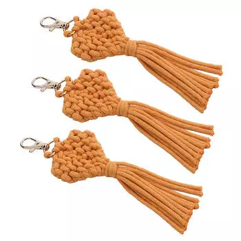 3 шт. подвеска с кисточками модный плетеный брелок ручной работы ювелирные аксессуары довольно прочный милый вязаный брелок One Size оранжевый