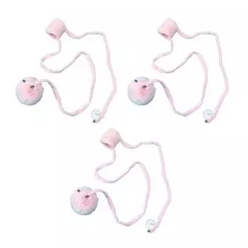 3 шт. Подвесные пушистые игрушки-мячики с кошачьей мятой для игры, интерактивная игрушка для упражнений для котят с колокольчиком, плюшевый мячик-дразнилка с длинным хвостом для игры в помещении и на улице A