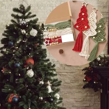 3 шт. подвесные украшения рождественская елка макраме комплект плетение украшений хлопковая нить макраме своими руками рождественская елка своими руками рождество