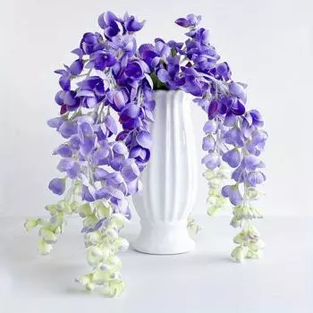 3 шт. подвесных цветов искусственная поддельная глициния 55 см искусственные цветы глициния гирлянда шелковая лоза ротанг глициния для дома на открытом воздухе свадебная вечеринка белый