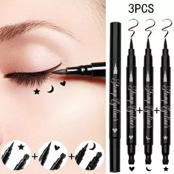 3 шт. подводка для глаз с печатью, водостойкая, долговечная черная подводка для глаз, высококачественная жидкая подводка для глаз, быстросохнущая косметическая косметика 5.1ml