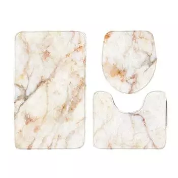 3 шт. полиэстер водонепроницаемый и экологически чистый коврик для ванной комнаты с нескользящим ковриком для ванной золотисто-розовый мрамор