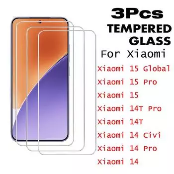 3 шт. Полное покрытие стекло для Xiaomi 15 Global Pro 14T 14 Civi Защитная пленка для экрана Xiaomi Mi 9 SE