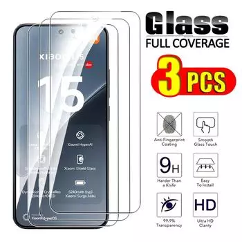3 шт. Полное покрытие закаленное стекло для Xiaomi 15 Чехол Дружественный Xiaomi 15 14 Mi 13 5G Xiaomi15 Xiaomi14 Xiaomi13 HD Защитная пленка для экрана Xiaomi 14