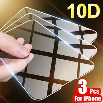 3 шт. полное покрытие закаленного стекла для IPhone 11 12 13 Pro XS Max XR X Защитная пленка для экрана для IPhone 8 6 7 Plus закаленная пленка For iPhone 6 6S