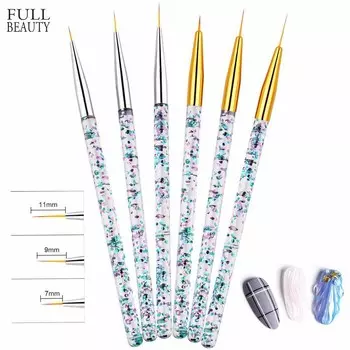 3 шт., полосатые линии для дизайна ногтей, кисть для рисования, УФ-гель, сделай сам, советы, ручка для рисования, маникюрные инструменты