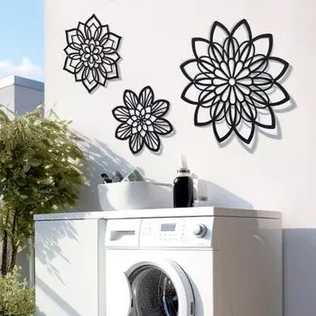 3 шт., полый черный цветок, украшение для стены, домашний офис, гостиная, крытый, открытый, сад, настенное искусство, металл