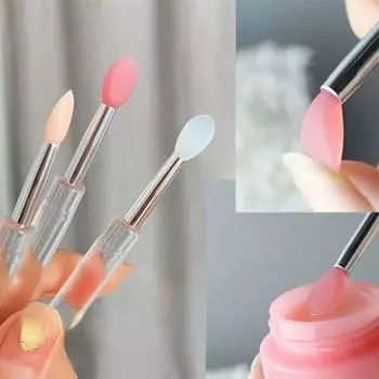 3 шт. Портативная силиконовая кисть для губ с крышкой Мягкий многофункциональный аппликатор для бальзама для губ Губная помада Блеск для губ Кисти для макияжа 3 Pcs белый