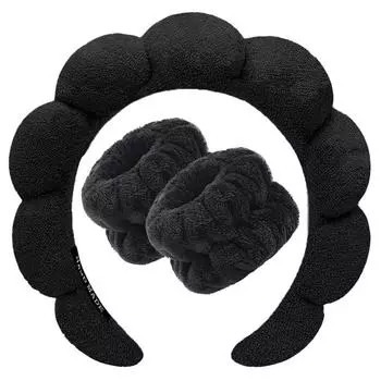 3 шт. Повязка на голову для умывания лица для женщин, губчатые повязки на голову, напульсник для макияжа, мягкая повязка для волос с пузырьками, аксессуары для волос для девочек, головной убор