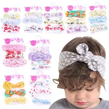 3 шт., повязка на голову с бантом для новорожденных девочек и мальчиков, аксессуары для головных уборов Free Size