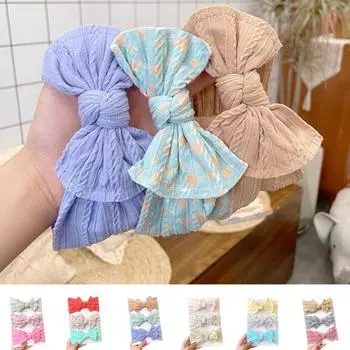 3 шт., повязка на голову с бантом для малышей, супер мягкая дышащая эластичная однотонная повязка для волос с цветочным принтом для новорожденных, повязка для волос для девочек, аксессуары для волос 3
