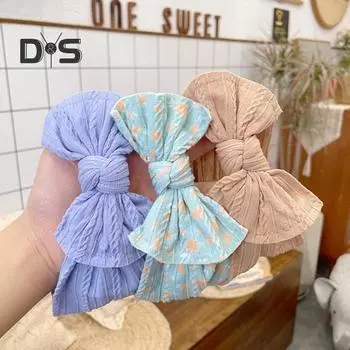 3 шт., повязка на голову с бантом для малышей, супер мягкая дышащая эластичная однотонная повязка для волос с цветочным принтом для новорожденных, повязка для волос для девочек, аксессуары для волос 2