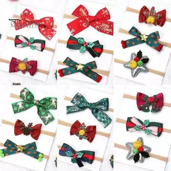 3 шт. повязки на голову для девочек с бантом и буквенным принтом, головные уборы для новорожденных, эластичные аксессуары для волос ручной работы B