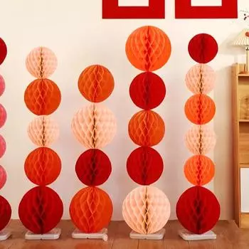 3 шт. праздничная бумага сплошной цвет свадебные цветы шары изысканные украшения товары для вечеринок 20cm красный