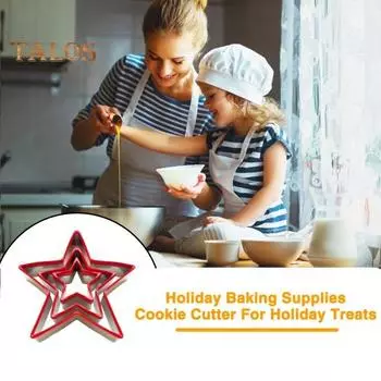 3 шт., прочная форма для печенья из нержавеющей стали, формочка для печенья в форме звезды в форме рождественской елки для праздничного праздника