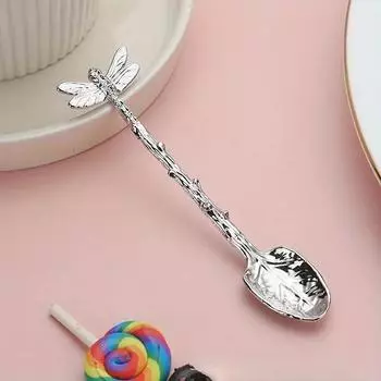 3 шт. прочная металлическая конструкция в форме ветки стрекозы маленькие десертные ложки в форме листа