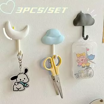 3 шт. Простые крючки без дырокола, настенные подвесные крючки без следов, креативные крючки в форме облака для дома, кухни, ванной, крючок для хранения