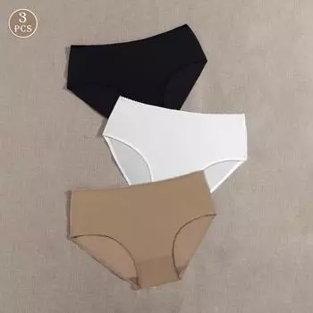 3 шт. Простые однотонные трусики больших размеров для женщин, тонкое мягкое комфортное нижнее белье 0Xl 1Xl 2Xl 3Xl 4Xl 5Xl 3XL разноцветный