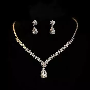 3 шт. простые серьги-колье в форме капли воды для женщин, свадебные комплекты ювелирных изделий для невесты, аксессуары, подарок 1Set