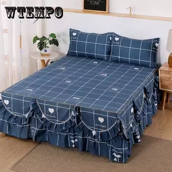 3 шт. простыня кружевная юбка эластичное двойное покрывало наматрасник домашняя наволочка комплект постельного белья простыня 2-местная 150x200cm