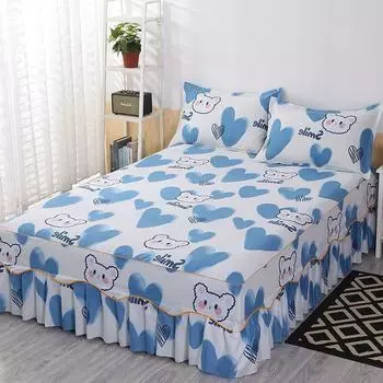 3 шт. простыня, кружевная юбка, эластичное двойное покрывало с наволочками, наматрасник, комплект постельного белья, эластичный комплект простыни 150X200CM