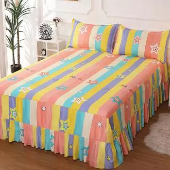 3 шт. простыня, кружевная юбка, эластичное двуспальное покрывало с наволочками, наматрасник, комплект постельного белья, эластичная простыня королевского размера 120x200cm