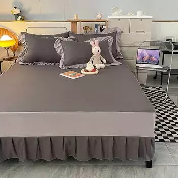 3 шт. простыня, кружевная юбка, эластичное двуспальное покрывало с наволочками, наматрасник, комплект постельного белья, эластичная простыня королевского размера 1.2x2.0m